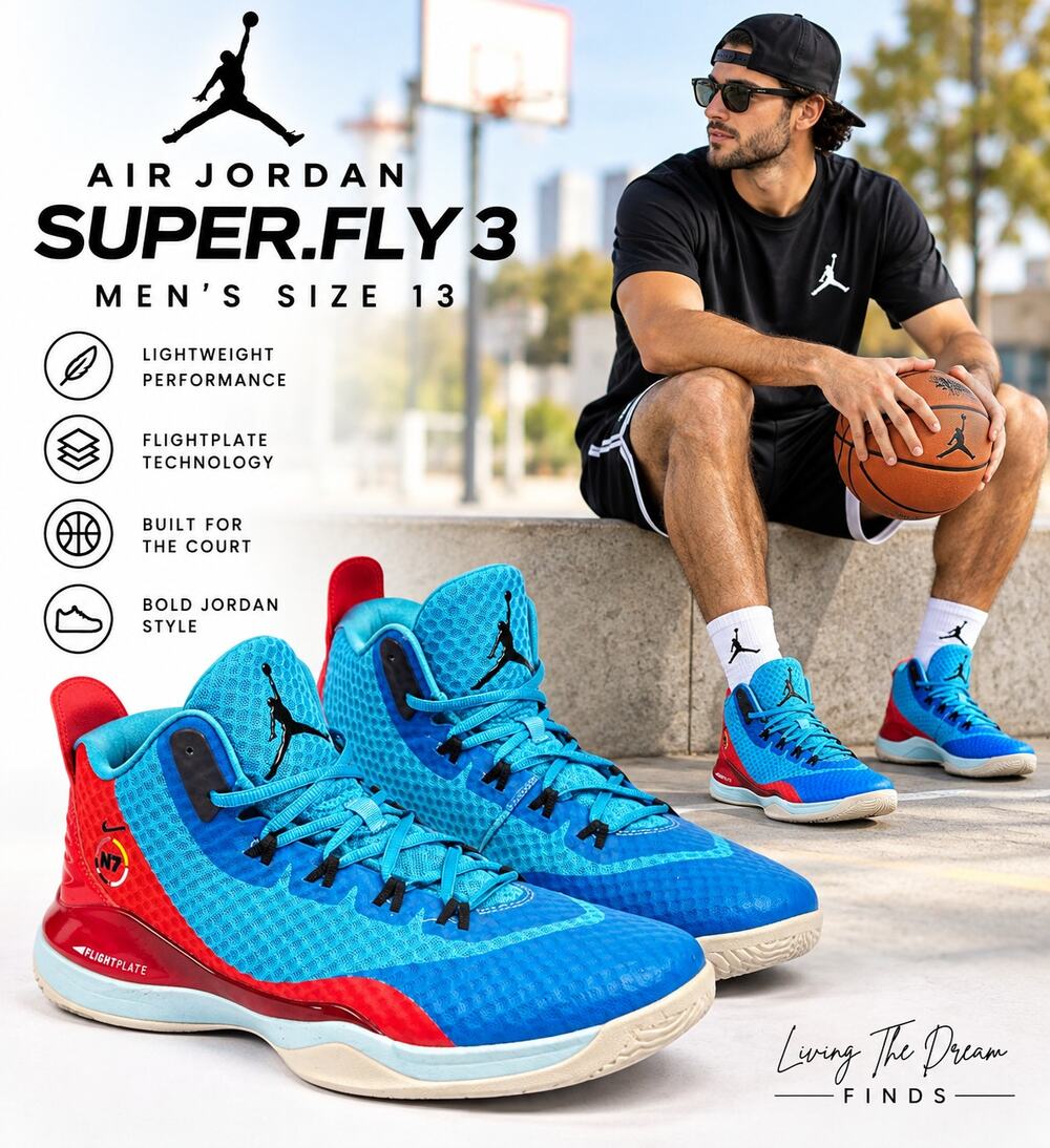 Nike Air Jordan Super.Fly 3 Blue Red Basketball Shoes Men’s Size 13 744802 460